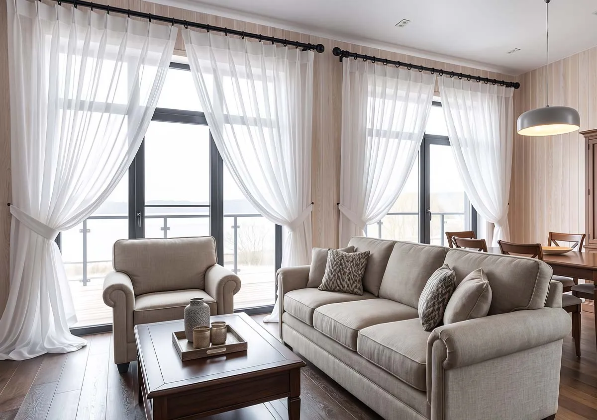 Blackout curtains in a living room